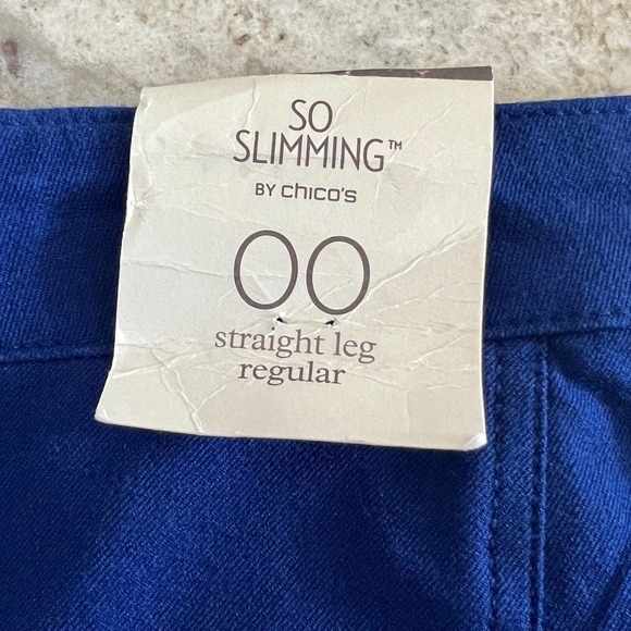 CHICO'S SO SLIMMING STRAIGHT LEG PULL ON PANTS IN BLUE NWT WOMEN'S SIZE XS - Picture 8 of 11
